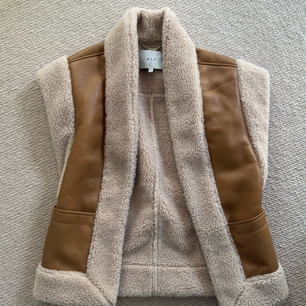 ALC Leather and Wool Trim Jacket